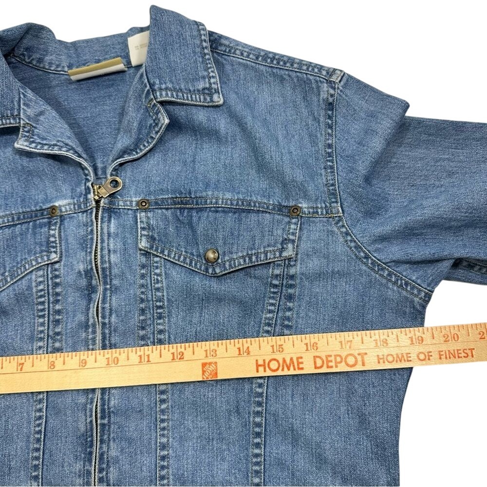 Liz Claiborne Lizwear Blue Denim Zip Up Jacket Womens Small 100% Cotton Vintage - Picture 3 of 8